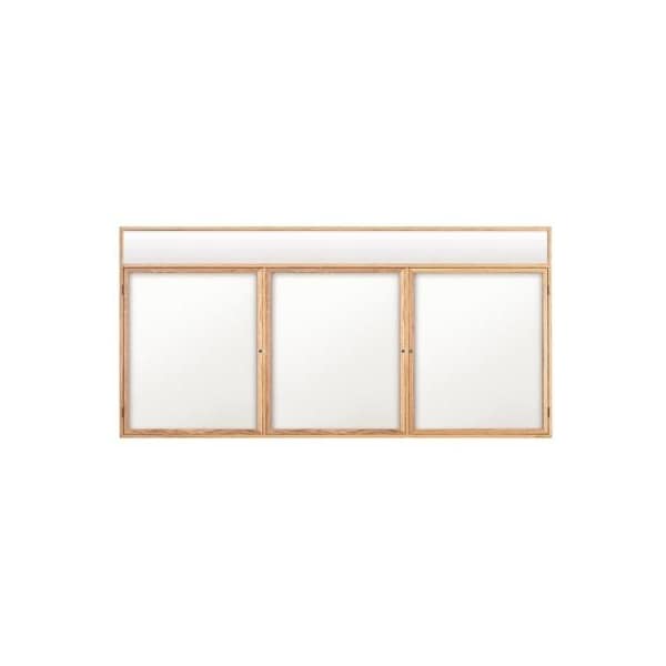72"x36" 2-Door Enclosed Wet/Dry Erase, Header, Black Board/Walnut